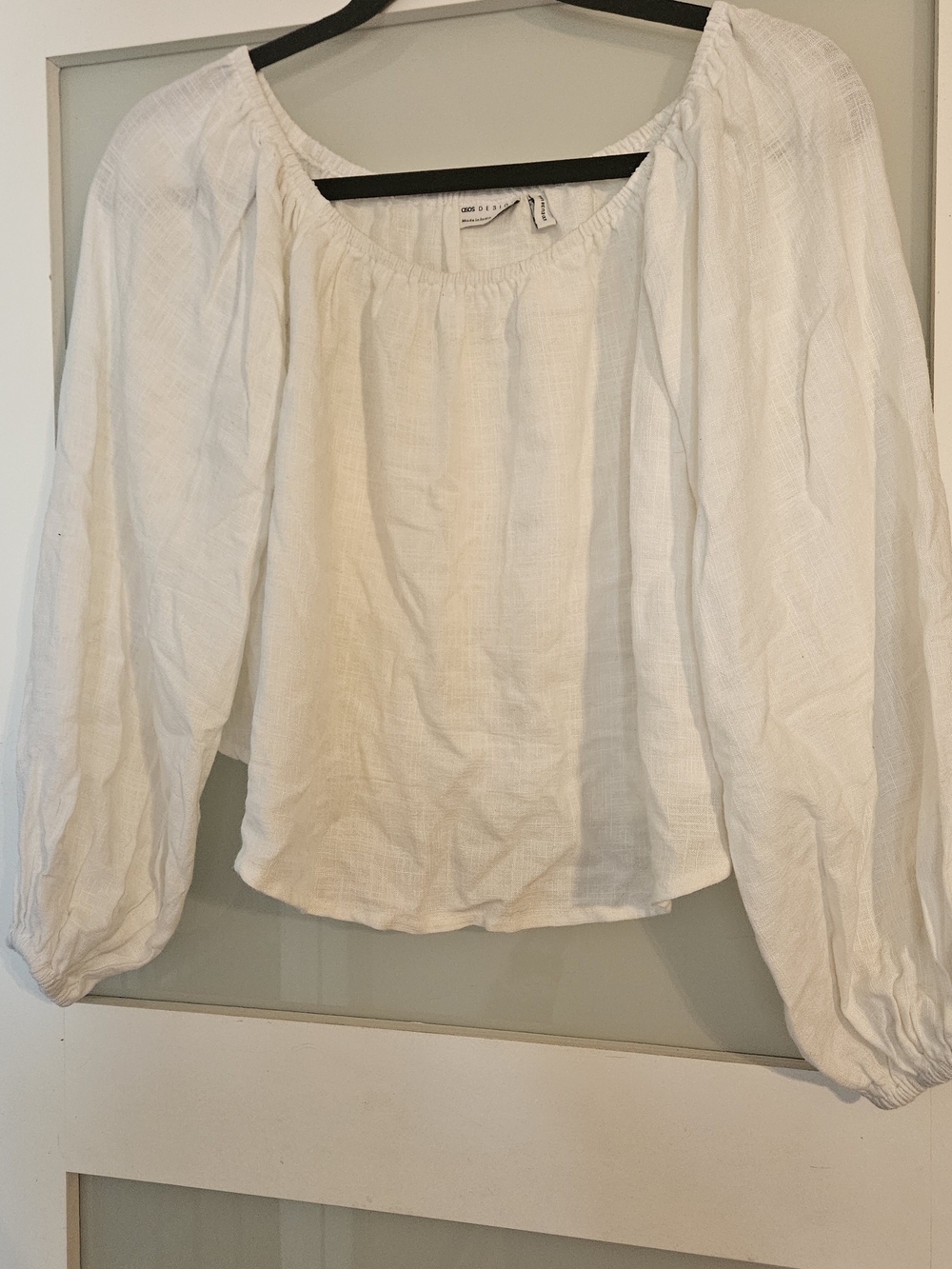 ASOS White Off-Shoulder Peasant Blouse In Size 6